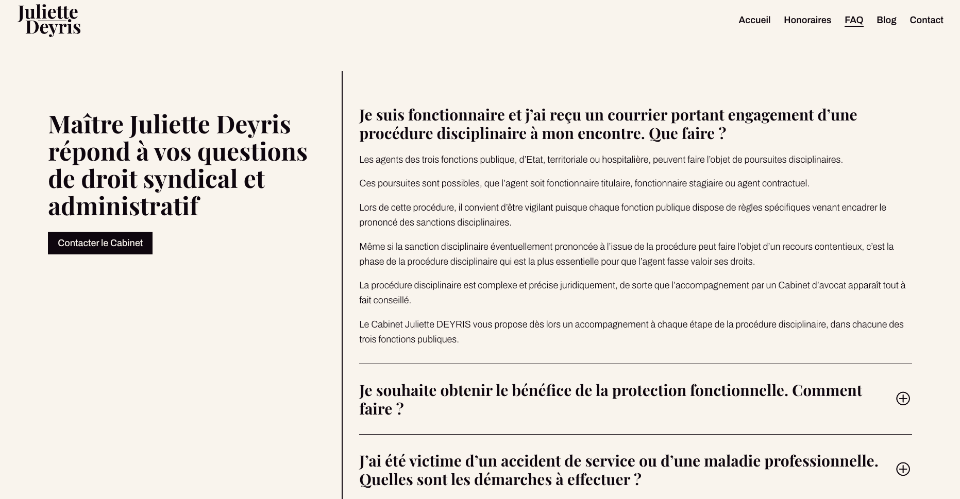 FAQ du Site Vitrine d'une Avocat à Bordeaux
