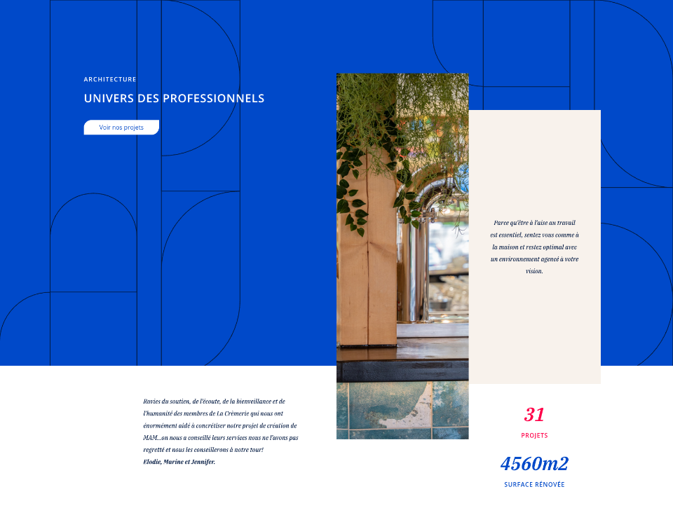 Héro de la page architecture du site de La Crèmerie