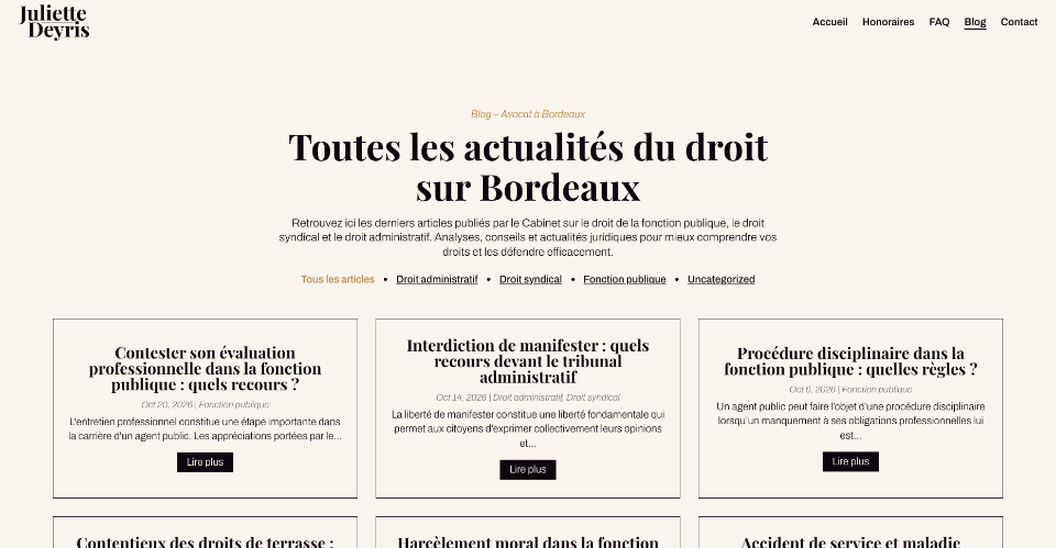 Blog du Site Vitrine d'une Avocat à Bordeaux