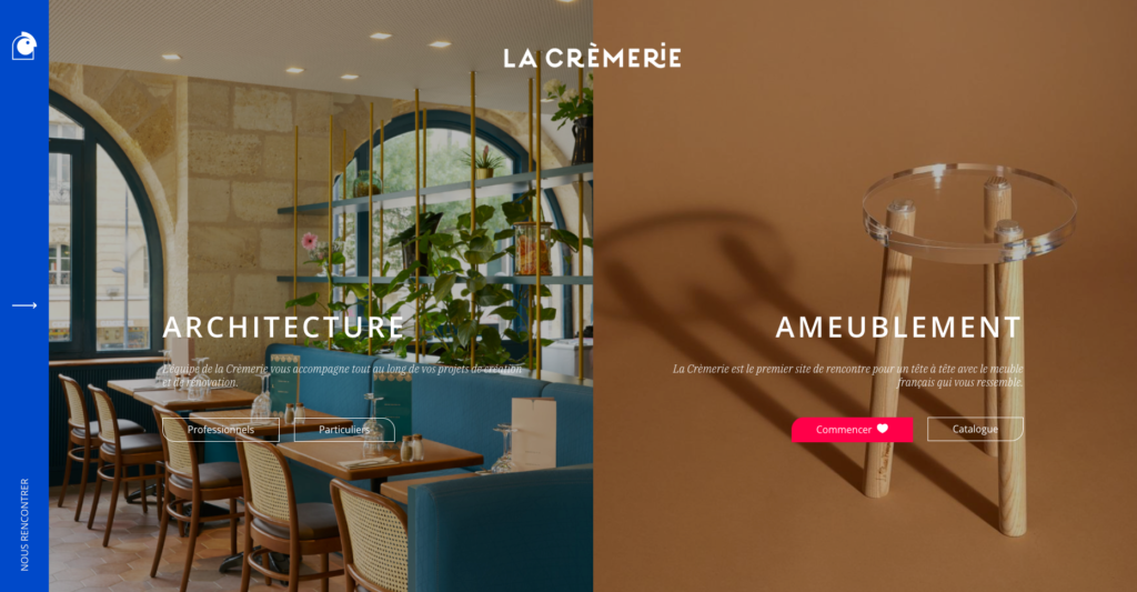 Page d'accueil du site vitrine de La Crèmerie