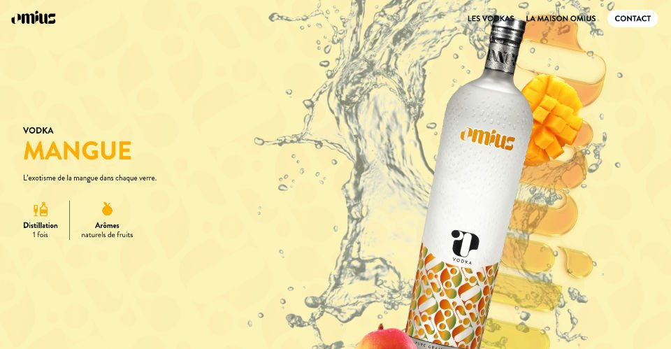 Page Vodka Mangue - Site vitrine d'Omius